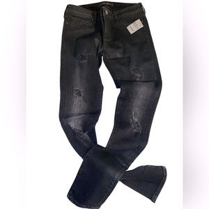 Mavi Adriana Mid Rise Super Skinny Black ripped Stretchy Jeans NWT